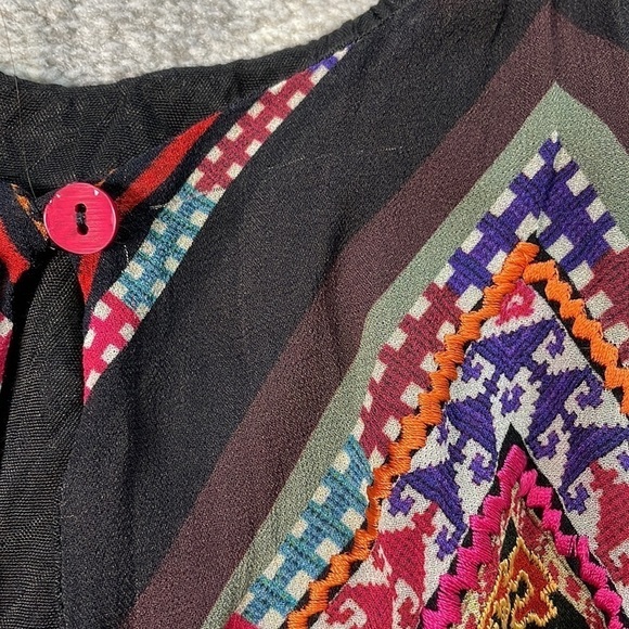 Tanvi Kedia Anthropologie Patchwork Embroidered Chevron Midi Boho Dress - Picture 12 of 16